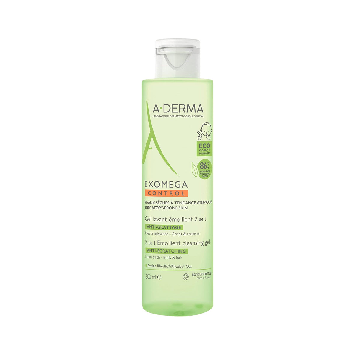 A-DERMA EXOMEGA CONTROL GEL EMOLIENTE LIMPIADOR 2 EN 1 200ML