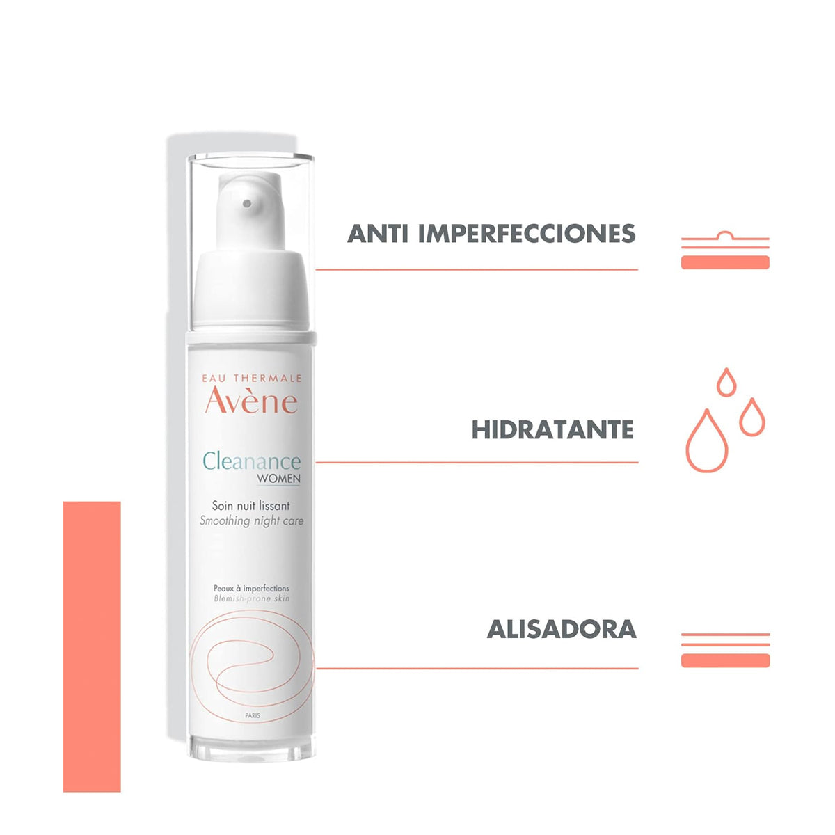 AVENE CLEANANCE WOMEN CUIDADO NOCHE ALISADOR CREMA FACIAL 30ML