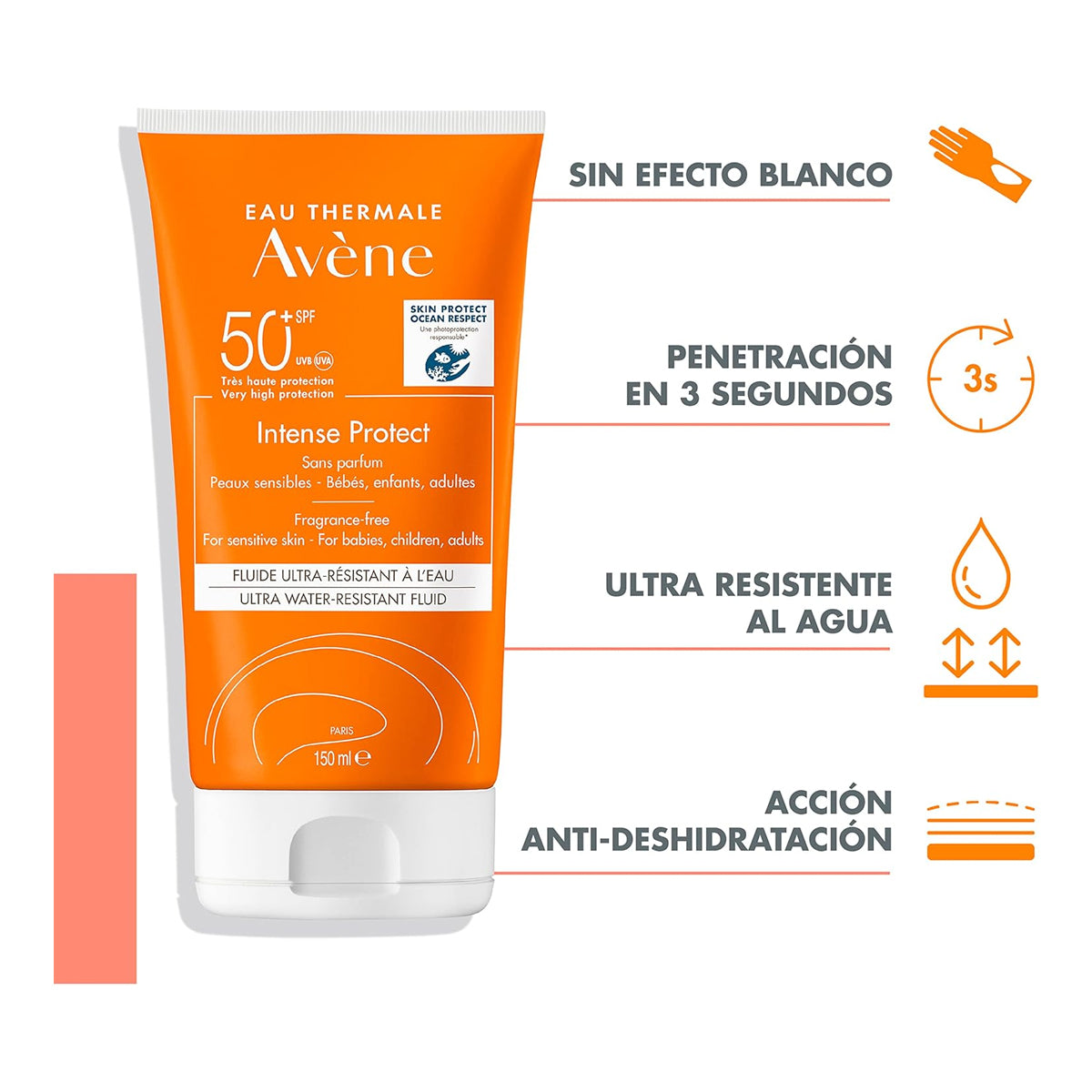 AVÉNE INTENSE PROTECT FLUIDO ULTRA RESISTENTE AL AGUA SPF50+ 150ML