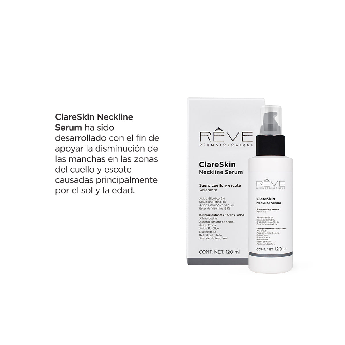 RÉVE CLARESKIN NECKLINE SÉRUM CUELLO Y ESCOTE ACLARANTE 120ML