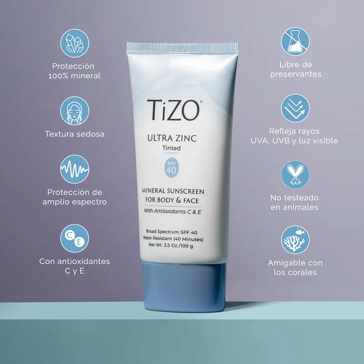 TIZO ULTRA ZINC TINTED MINERAL SUNSCREEN FOR BODY & FACE SPF40+ 100GR