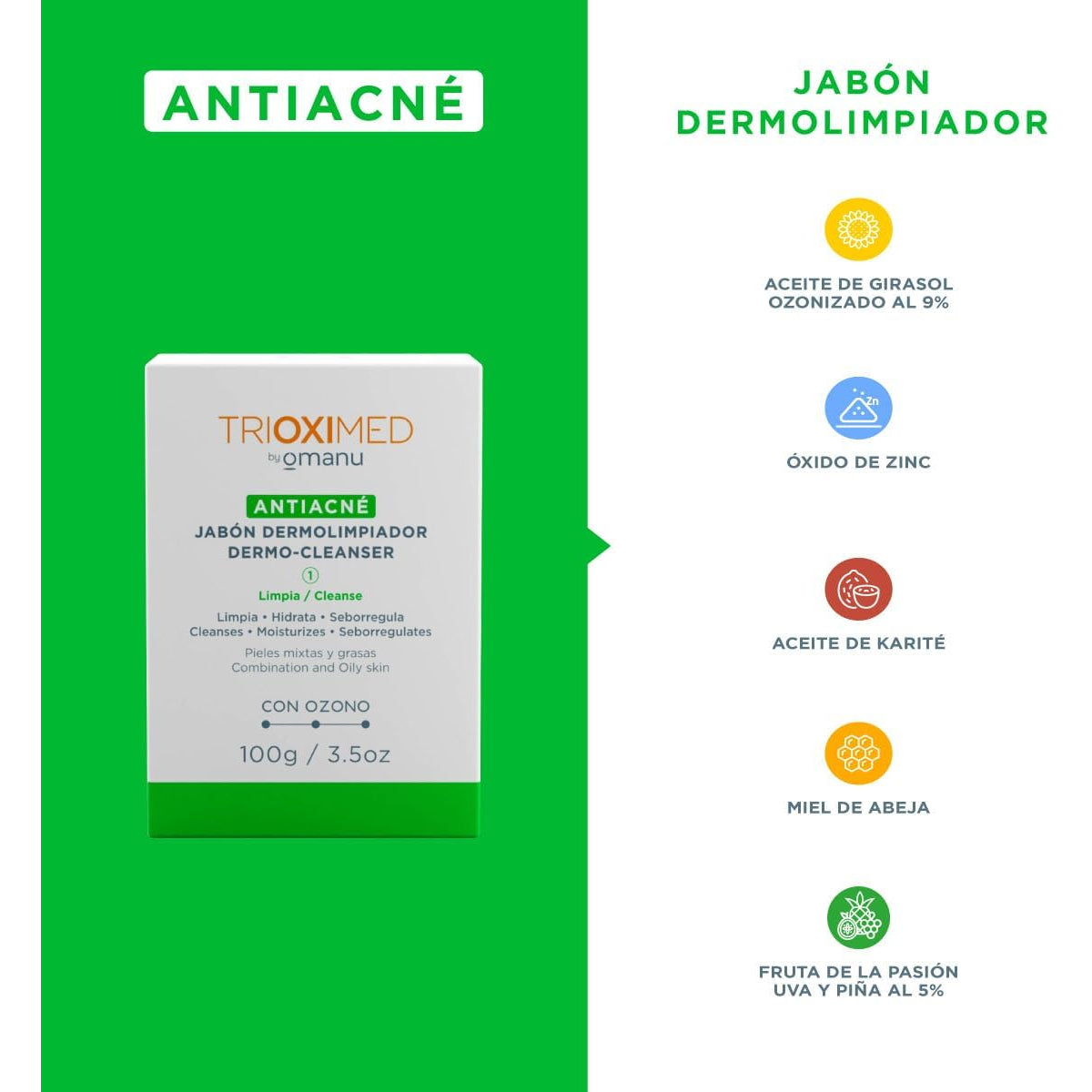 TRIOXIMED ANTIACNÉ JABÓN DERMOLIMPIADOR DERMO-CLEANSER 100GR