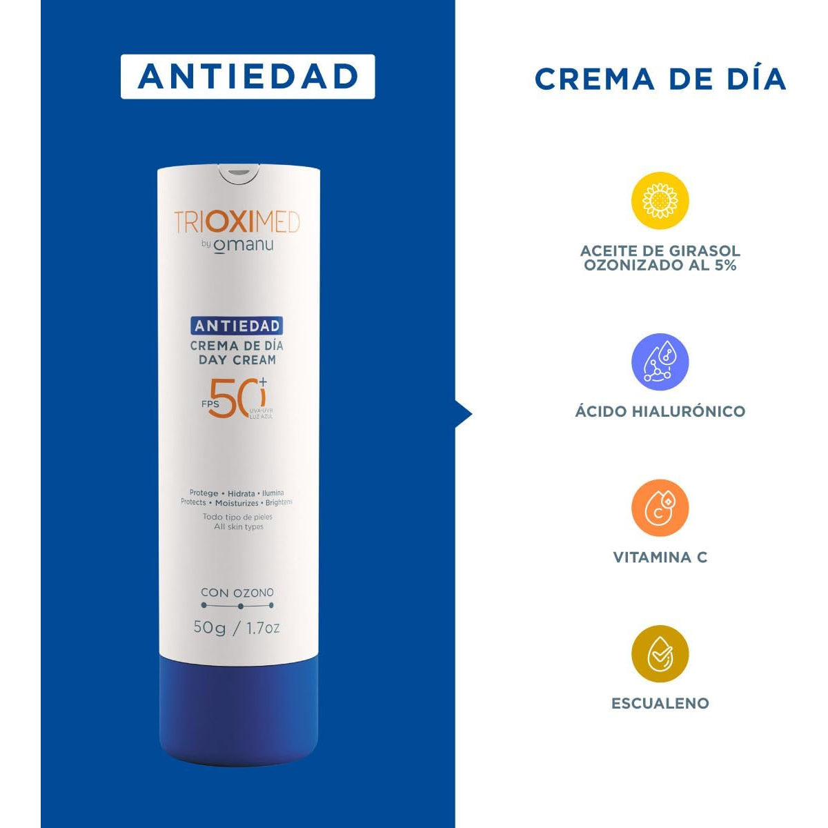 TRIOXIMED ANTIEDAD CREMA DE DÍA CON OZONO SPF50+ 50GR