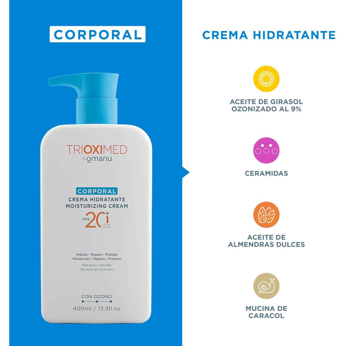TRIOXIMED CREMA HIDRATANTE CORPORAL SPF20+ 400ML
