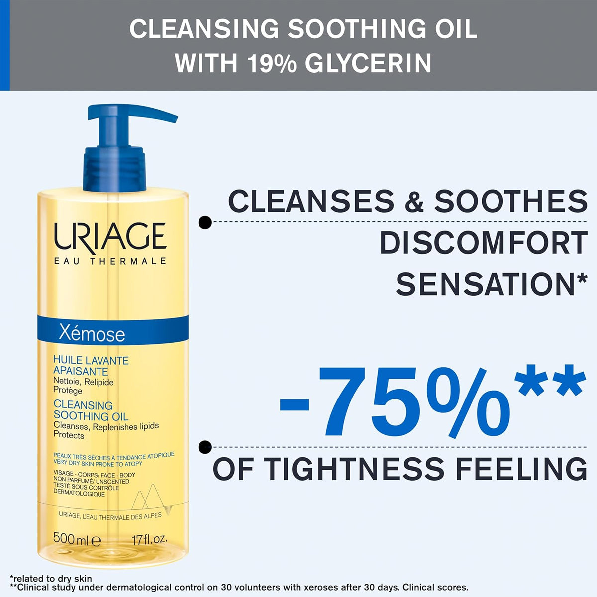 URIAGE XÉMOSE CLEANSING SOOTHING OIL 500ML