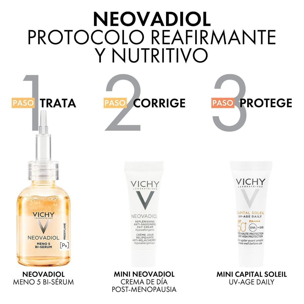 VICHY KIT NEOVADIOL PROTOCOLO SÉRUM REAFIRMANTE Y NUTRITIVO 3PZ