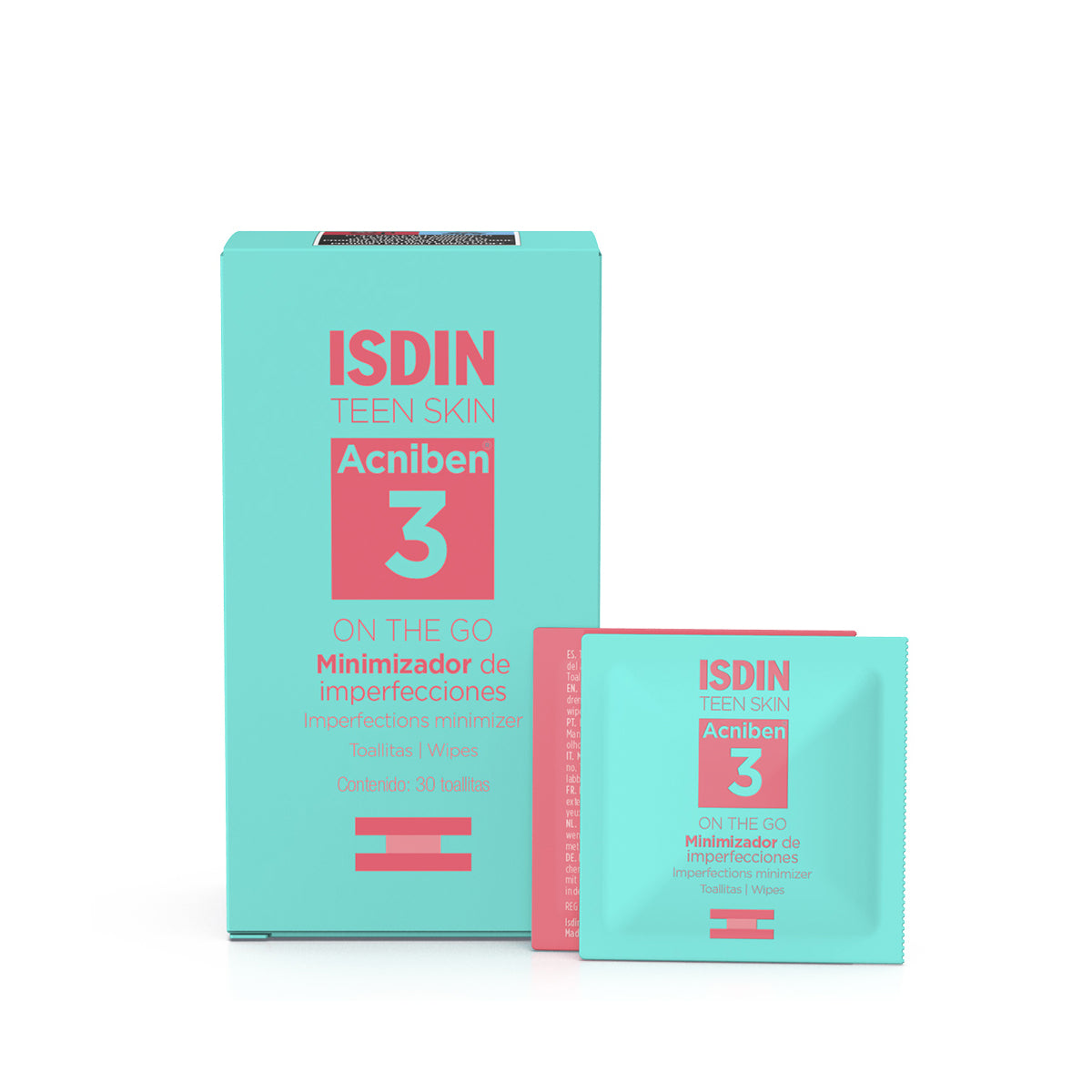 ISDIN TEEN SKIN ACNIBEN 3 ON THE GO MINIMIZADOR DE IMPERFECCIONES TOALLITAS 30U