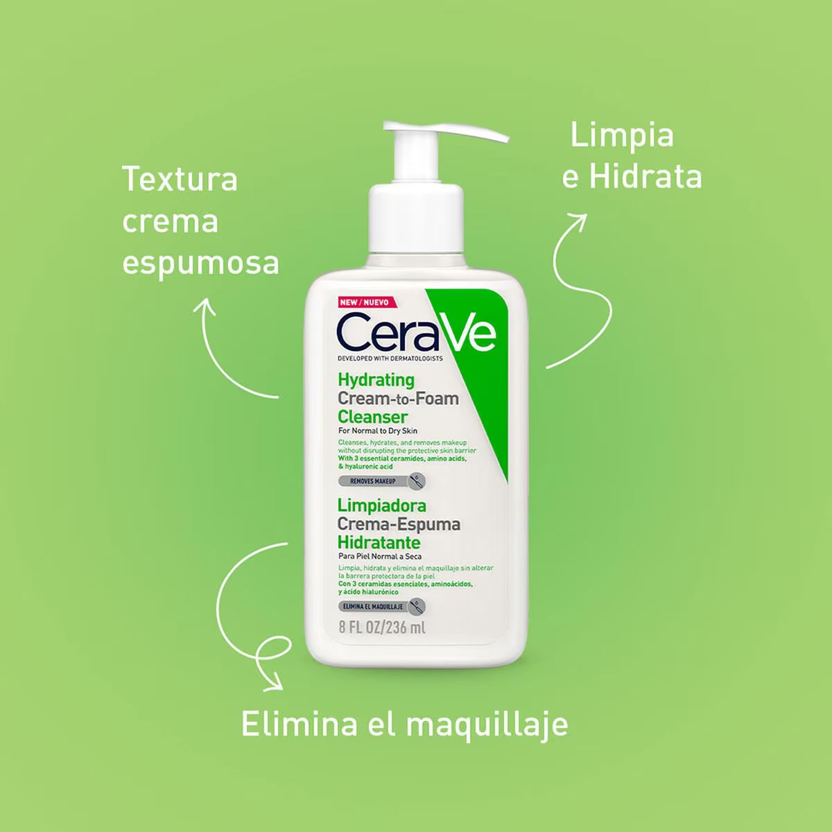 CERAVE CREMA LIMPIADORA ESPUMA HIDRATANTE 236ML