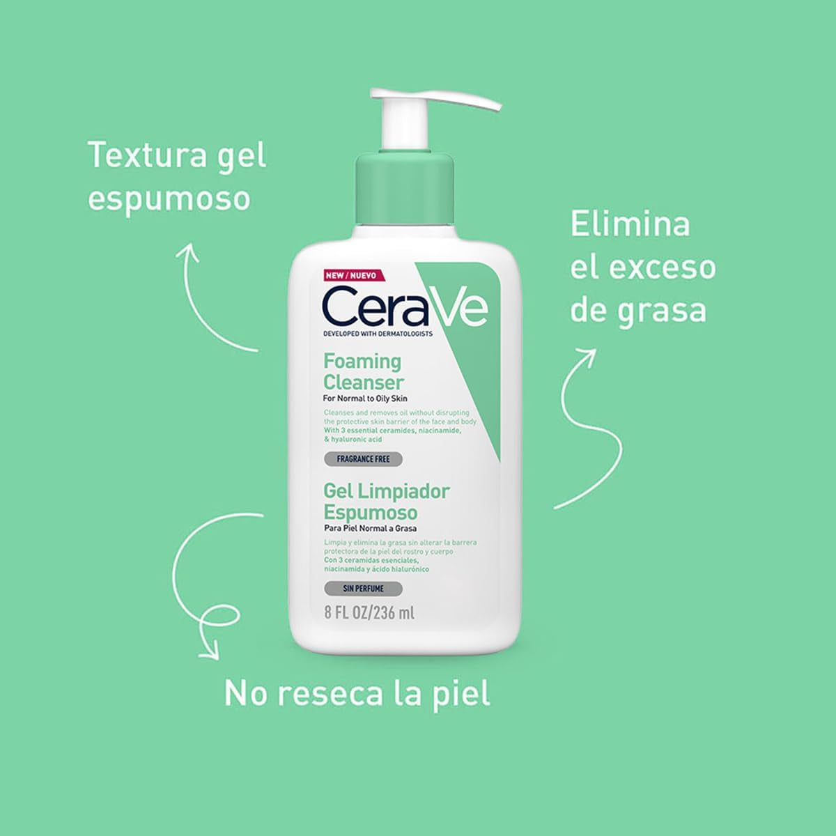 CERAVE GEL LIMPIADOR ESPUMOSO 2 236ML