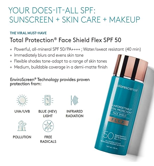 NUEVO COLORESCIENCE SUNFORGETTABLE TOTAL PROTECTION FACE SHIELD FLEX LIGTH SPF50+ 55ML