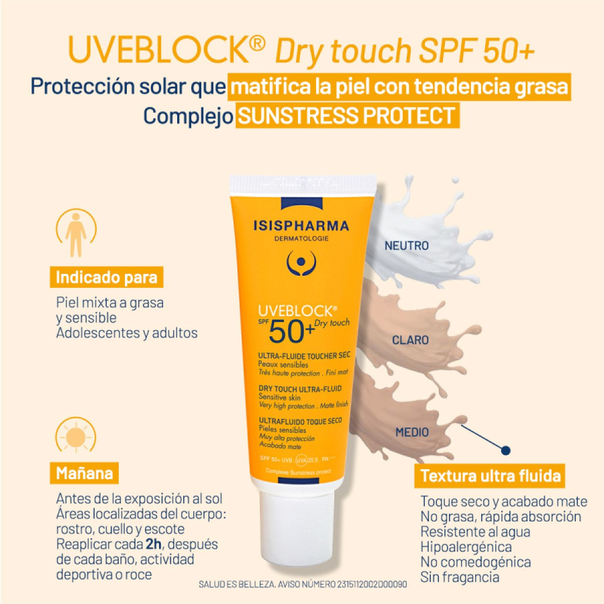 ISISPHARMA UVEBLOCK ULTRAFLUIDO TOQUE SECO SPF50+ 40ML