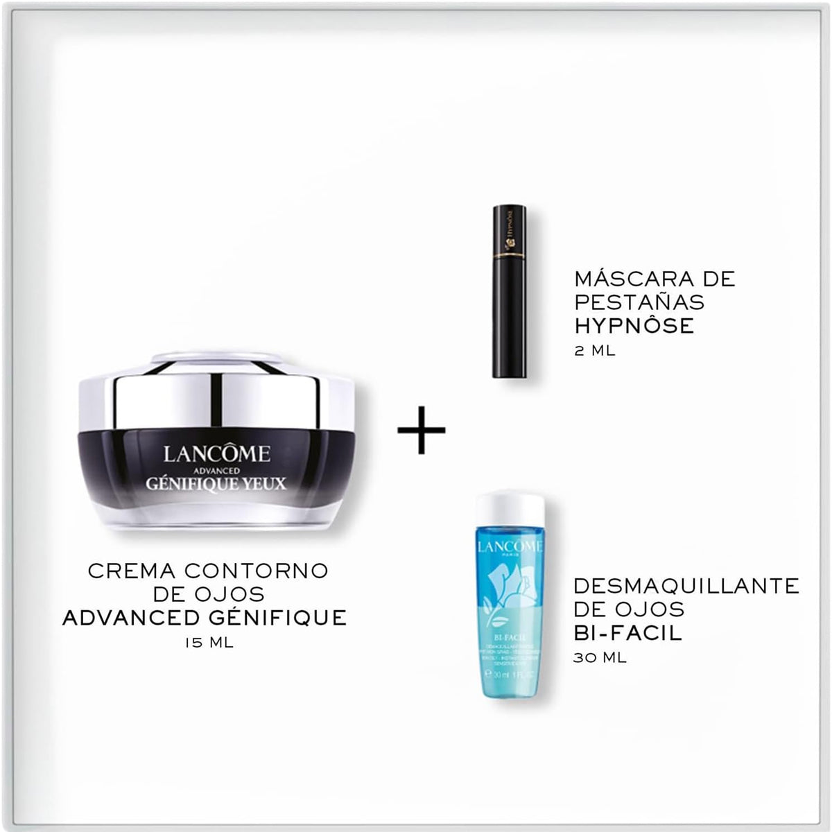 LANCÔME TRATAMIENTO FACIAL CREMA CONTORNO DE OJOS 15ML+ MÁSCARA PESTAÑAS 2ML + LOCIÓN DESMAQUILLANTE 30ML