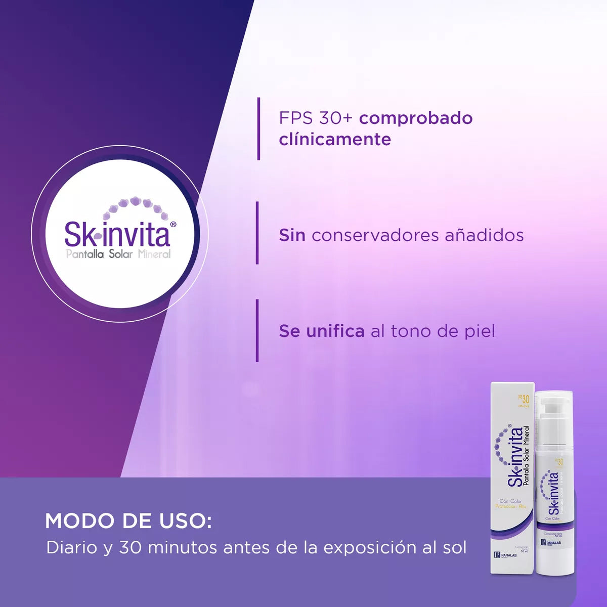 PANALAB SKINVITA PANTALLA SOLAR MINERAL SPF30+ 50ML