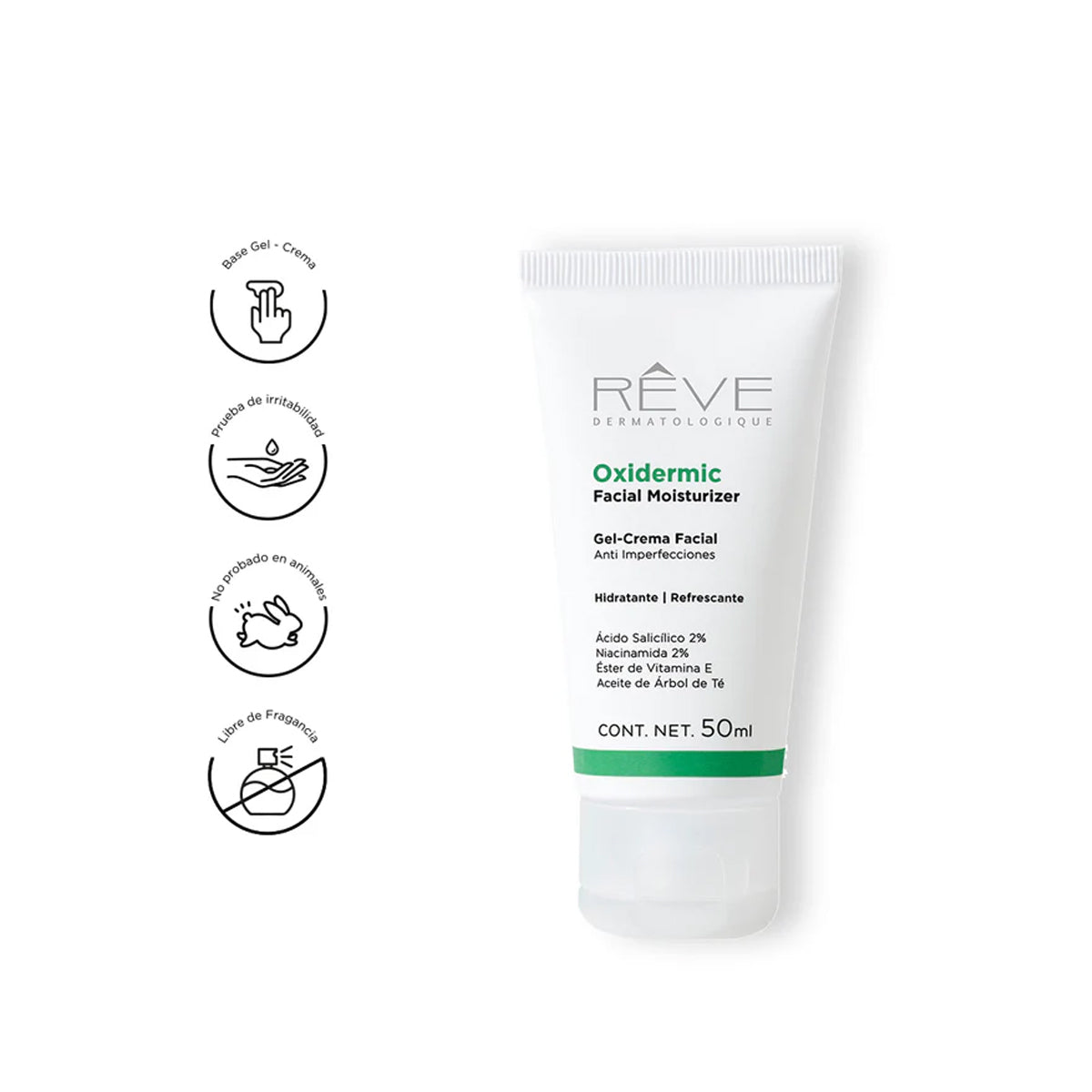 RÉVE OXIDERMIC FACIAL MOISTURIZER GEL-CREMA FACIAL 50ML