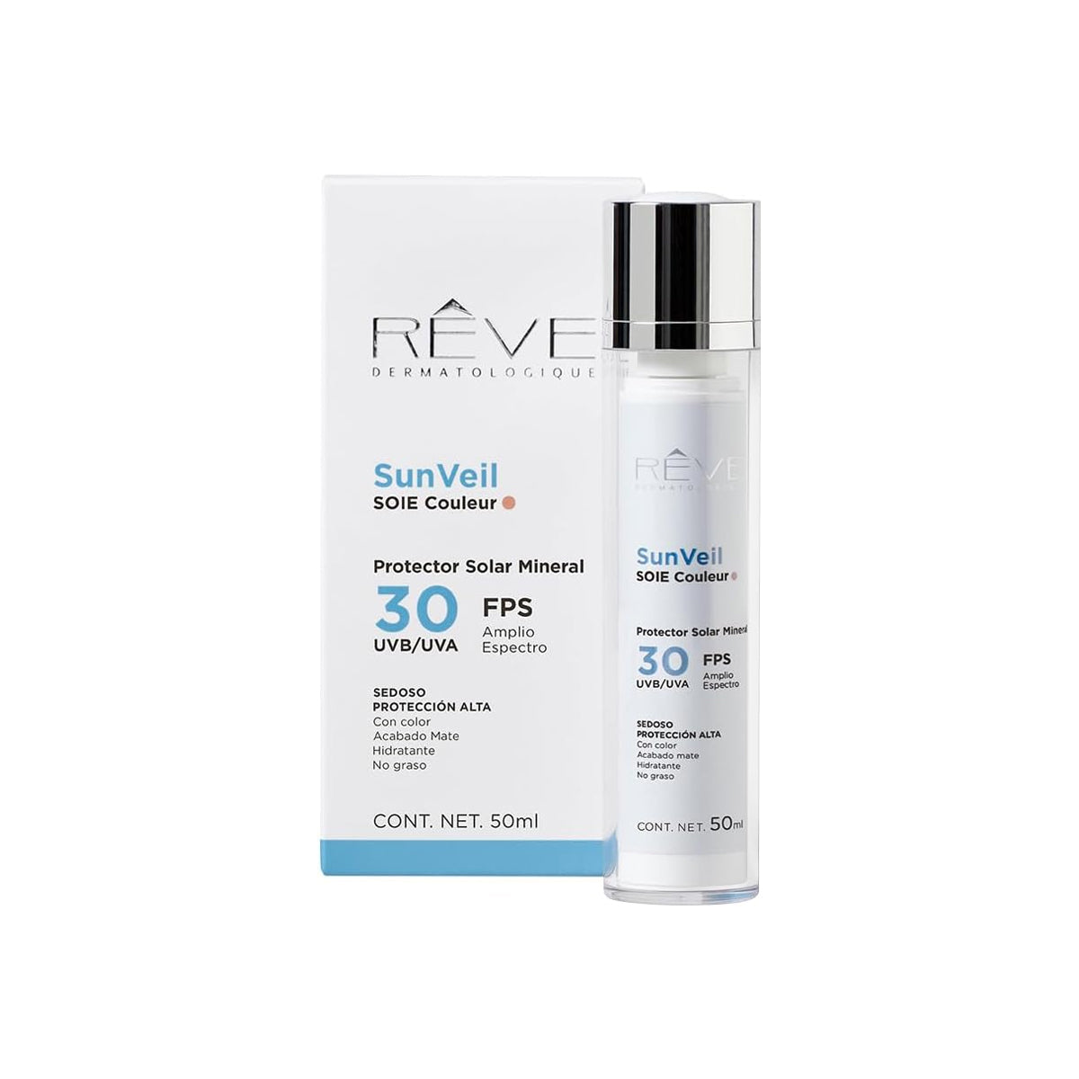 RÉVE SUNVEIL SOIE COULEUR PROTECTOR SOLAR MINERAL MATE SPF30+ 50ML