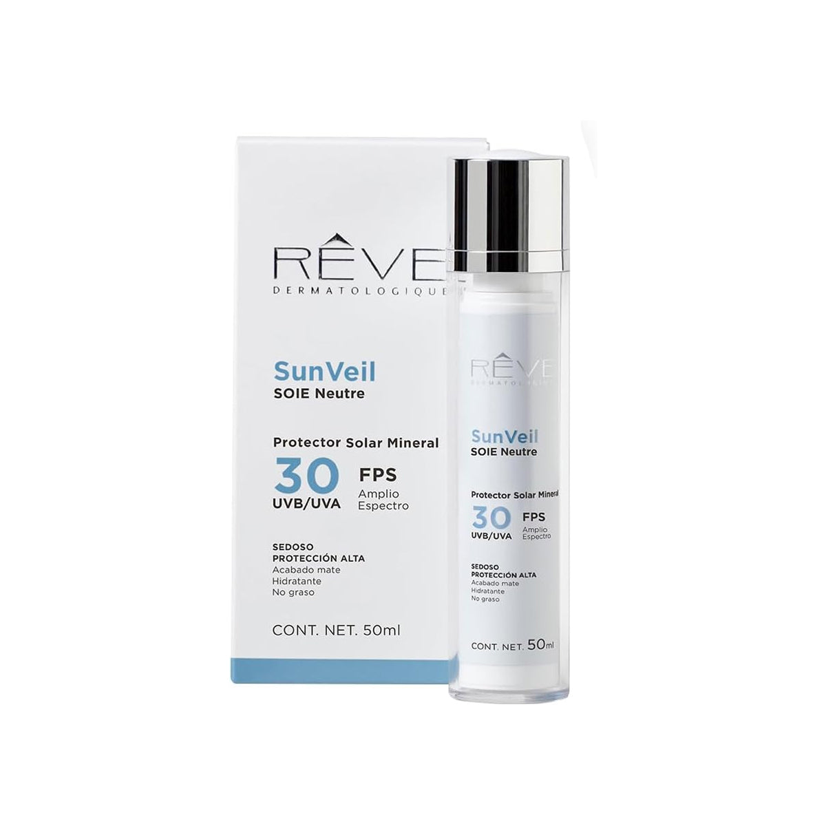 RÉVE SUNVEIL SOIE NEUTRE PROTECTOR SOLAR MINERAL MATE SPF30+ 50ML