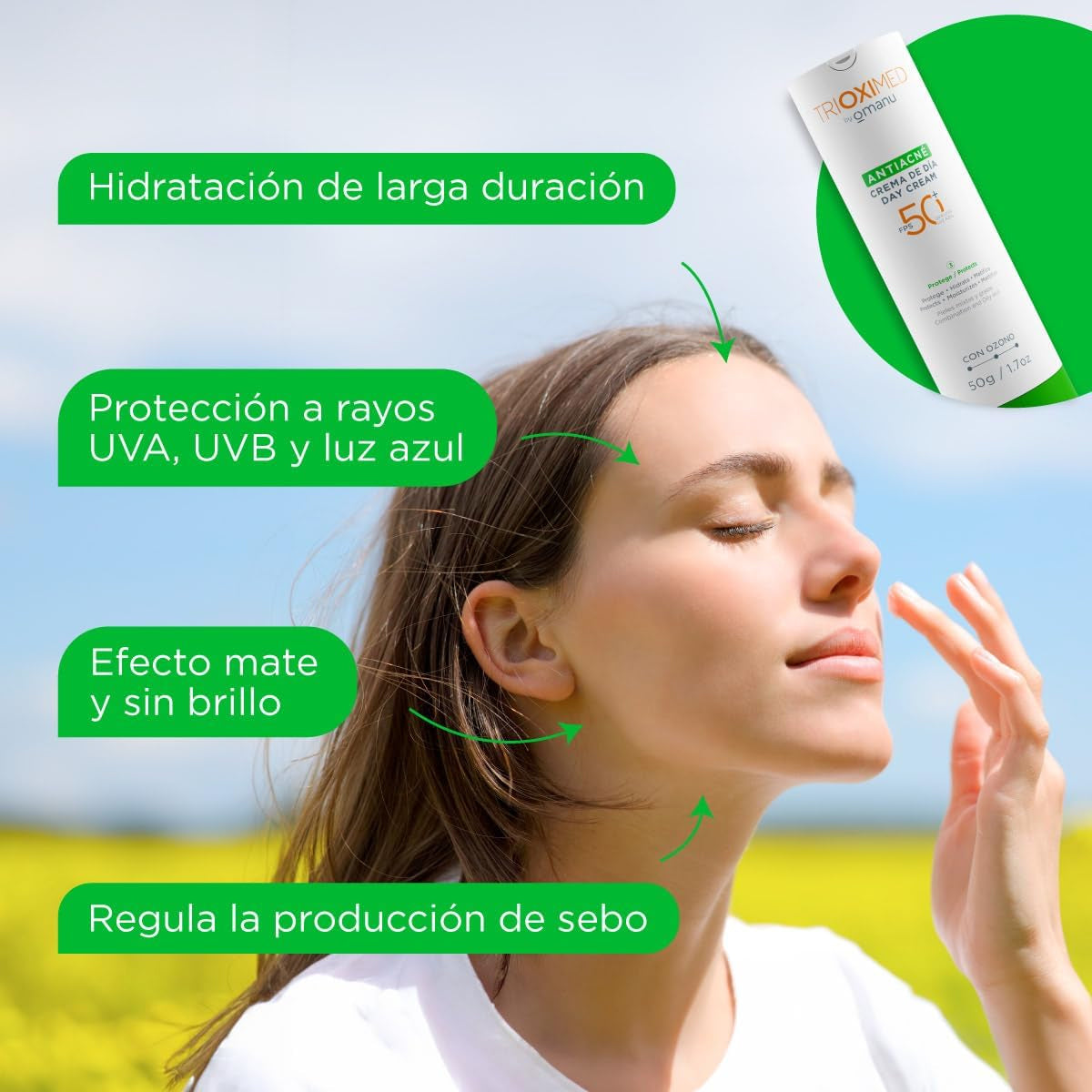 TRIOXIMED ANTIACNÉ CREMA DE DÍA CON OZONO SPF50+ 50GR