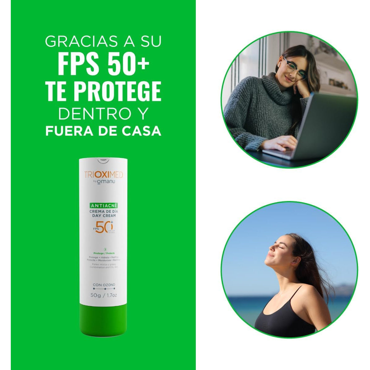 TRIOXIMED ANTIACNÉ CREMA DE DÍA CON OZONO SPF50+ 50GR