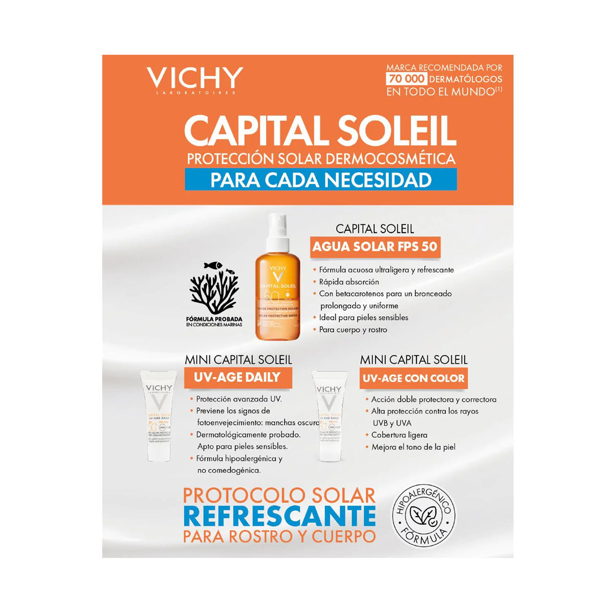VICHY KIT CAPITAL SOLEIL PROTOCOLO SOLAR REFRESCANTE 3PZ