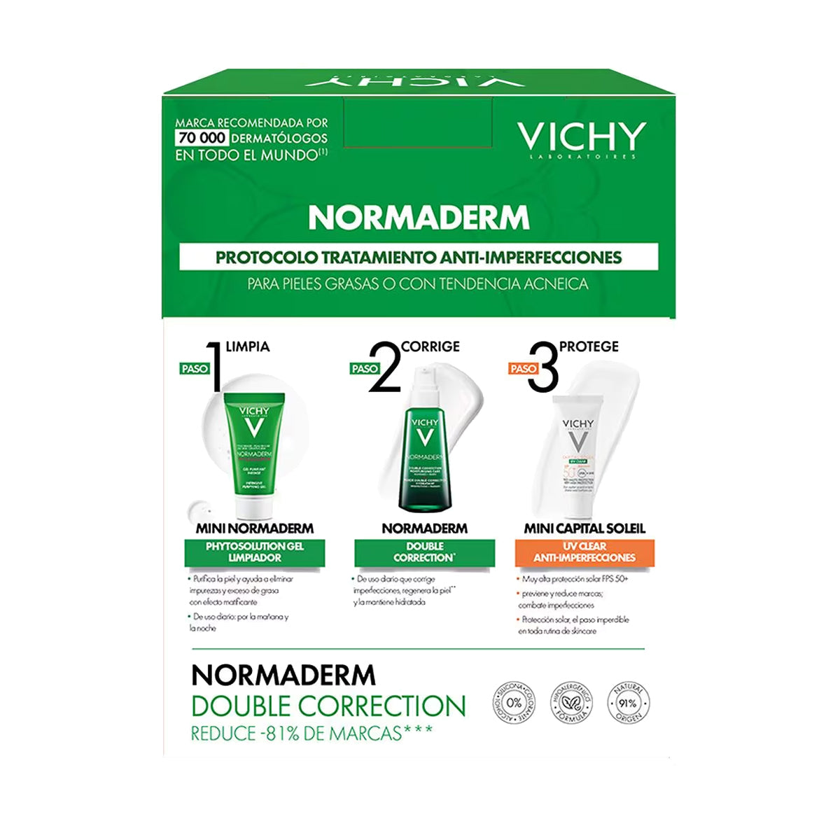 VICHY KIT NORMADERM PROTOCOLO TRATAMIENTO ANTI-IMPERFECCIONES 3PZ